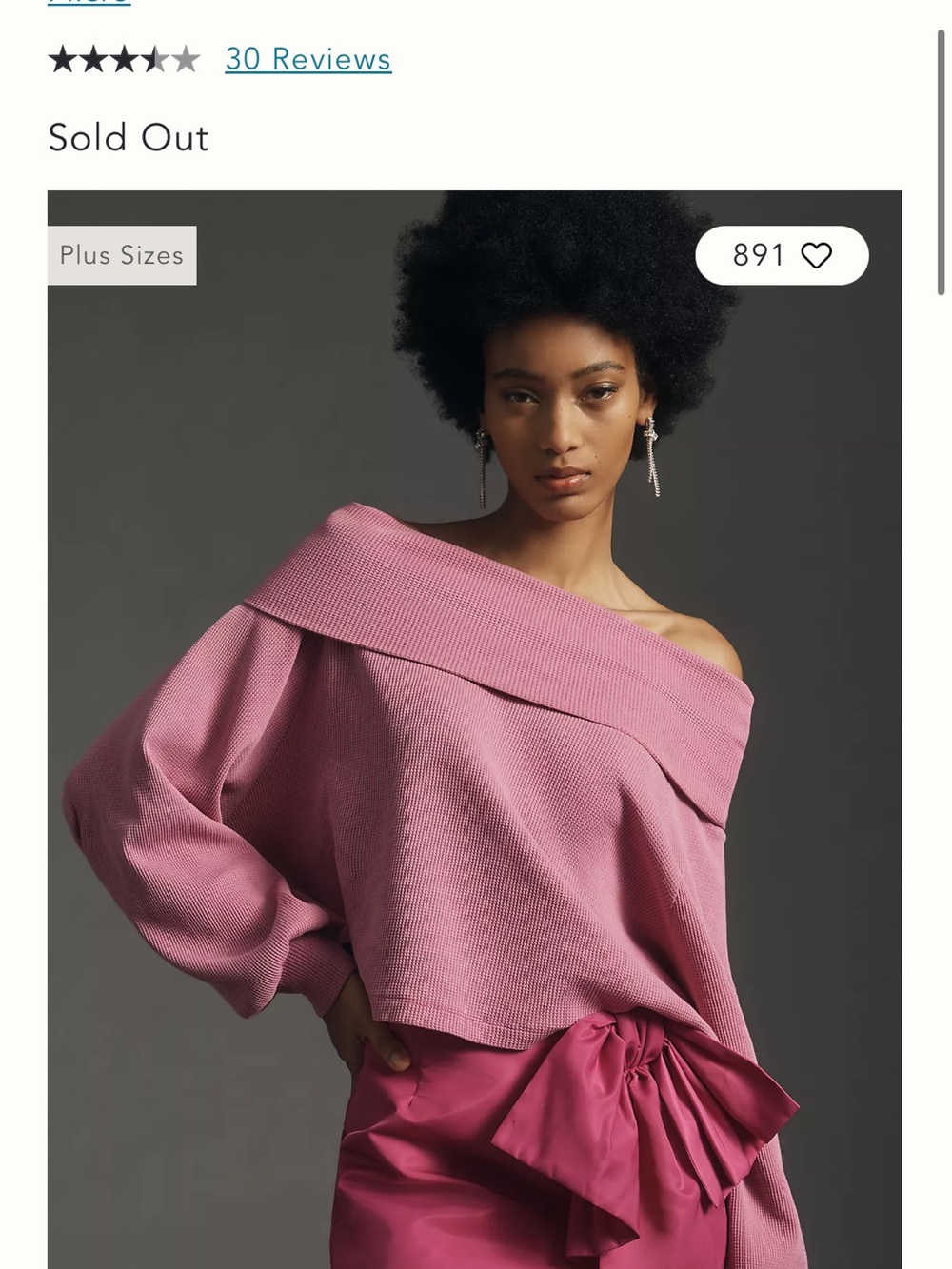 Anthropologie Pilcro Off-the-Shoulder Waffle Knit Sweater in Pink/Purple